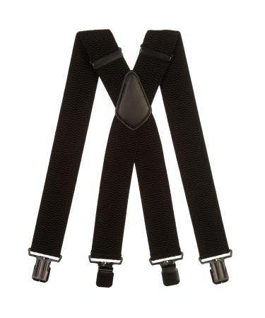 Olata Extra Width Men's H zf rs x shape with black or silver braces clips and thick fabric-5 cm black (black clips)