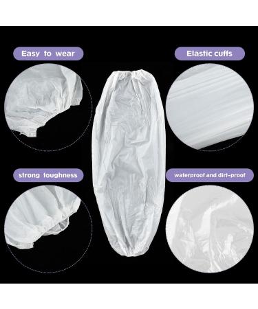 100 Piece Waterproof PE Arm Sleeves Covers - Elastic Cuff, Long Arm Protectors - 16 x 8.7 Inch White - Buy Online on SooperMarket.com