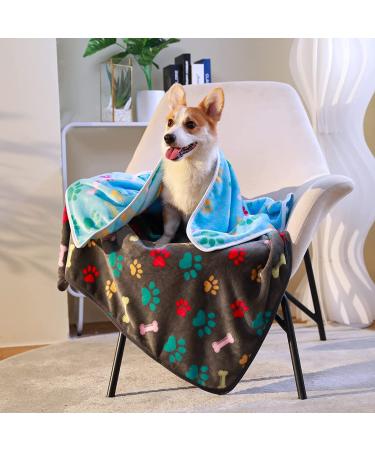 Super Soft Fluffy Fleece Pet Blanket Pack of 3 - Small Paw Design for Dogs, Puppies, and Cats - Buy Online on SooperMarket.com