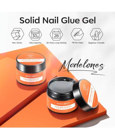 Modelones Solid Nail Glue Gel - Long-Lasting Strong Adhesion for Press On & Acrylic Nails | 30g DIY Nail Art UV Light Cured - Buy Online on SooperMarket.com