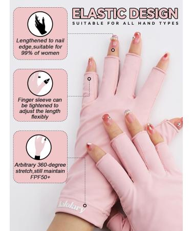 Kalolary Anti UV Gloves for Nail Lamp UPF50+ UV Protection Gloves for Manicure Nail Art Fingerless UV Shield Gloves for Women Girls Gel Manicures (Pink) - Buy Online on SooperMarket.com