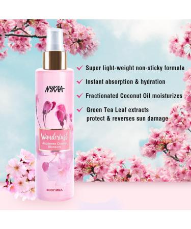 Nykaa Naturals Wanderlust Body Milk - Lightweight Vegan Body Lotion for Dry Skin with Green Tea & Japanese Cherry Blossom - 6.08 oz - International Shipping Available - Buy Online on SooperMarket.com