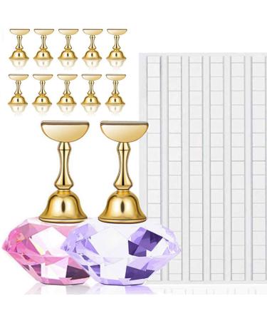 Kalolary 2 Sets Nail Tip Stand Holders with 102Pcs White Reusable Adhesive Putty Clay  Practice Crystal Stand Base Display Tools Set for Nail Art Salon DIY and Practice Manicure