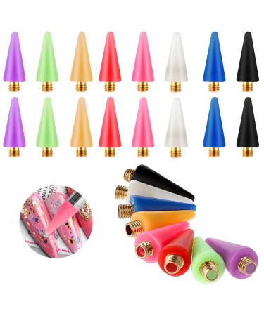 Lusofie 16Pcs Nail Rhinestones Picker Wax Replacement Head Tips Rhinestone Picker Tool Wax Tip for Nail Dotting Pen to Pick Up Nail Gem Jewelry(8 Colors) multicolor