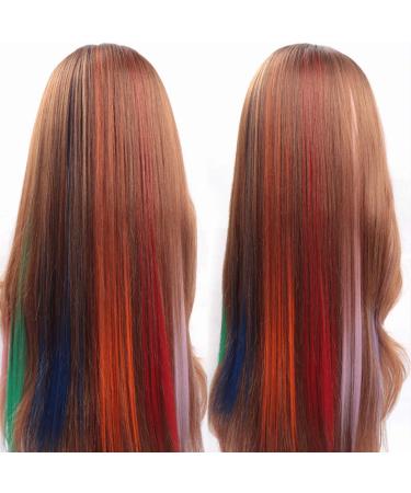 48 Pcs Colorful 21 Inch Straight Clip in Hair Extensions - Rainbow Multi-color Synthetic Long Hairpiece for Women, Girls, and Kids - 24 Colors, Perfect for Parties and Highlights - Buy Online on SooperMarket.com