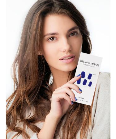 Kalolary 32PCS Cured Gel Nail Polish Strips Adhesive Full Wrap Gel Nail Art Sticker Waterproof Gel Nail Wrap Stickers with Nail File and Stick(UV/LED Lamp Required) (Ultramarine Blue) - Buy Online on SooperMarket.com