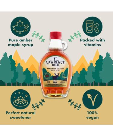 St Lawrence Gold Maple Syrup 250ml - Grade A 100% Pure Canadian Amber Maple Syrup for Pancakes, Waffles, and Cocktails - Buttery Caramel Taste - Gluten-Free Vegan - 250ml (Pack of 1) - Buy Online on SooperMarket.com