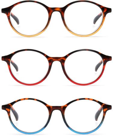 JM 3 Pack Vintage Round Reading Glasses - Spring Hinge Readers for Men & Women - 2.00 Magnification - Mixed Color - Buy Online on SooperMarket.com