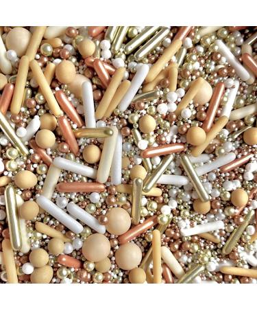 Gold rose gold white beige neutral nudes Metallic Sprinkles chocolate balls edible cupcake cake toppers biscuits pearls decoration 100s 1000s wedding baby shower hen party bridal baking GOLDEN HOUR