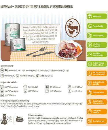 Mjamjam Premium Wet Cat Food - Delicious Reindeer & Chicken with Carrot - Grain Free - 6 Pack (6 x 200g) - Buy Online on SooperMarket.com