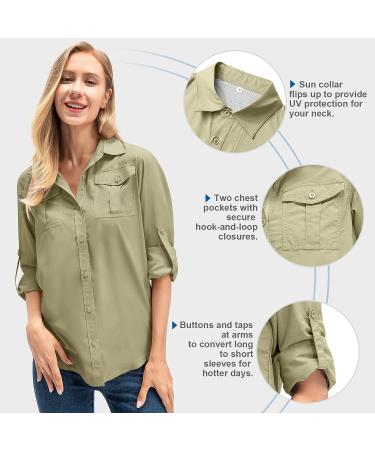 Women's Quick Dry Sun UV Protection Safari Shirt for Hiking Fishing X-Large Khaki - Buy Online on SooperMarket.com