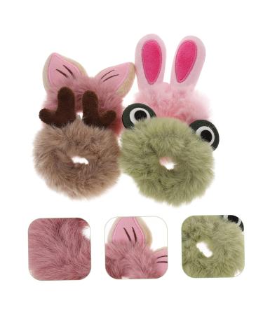 KALLORY Toddler Hair Tie 4pcs Ponytail Fluffy Bands - Cute Animal Scrunchies for Girls & Women - Buy Online on SooperMarket.com