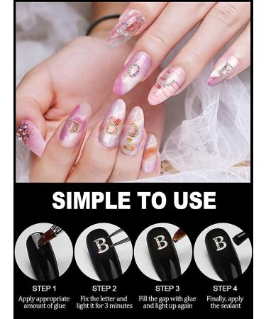 Weilisu Rhinestone Letters Nail Studs - Gold, Silver, Rose Gold | 3D Capital Rhinestone English Alphabet Charm for DIY Manicure Nails - Buy Online on SooperMarket.com