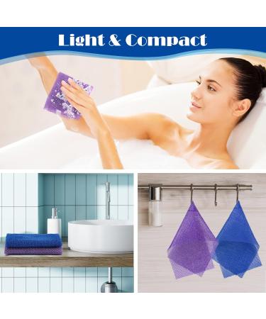 Windspeed 2Pcs African Body Exfoliating Net - Deep Cleaning Bath Sponge for Men and Women - Shower Scrubber - Stocking Stuffer - 80x30cm - Blue + Purple - Buy Online on SooperMarket.com