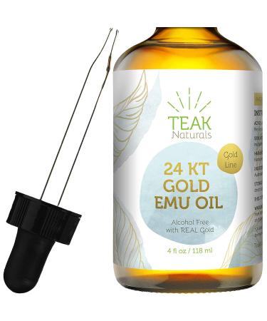 24K Gold Emu Oil by Teak Naturals, 24 K Gold Organic Australian Emu Oil 4 oz Gold Line Series