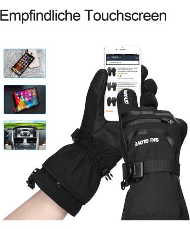 Yobenki Ski Gloves - Warm 3M Thinsulate Snowboard Gloves for Men with Touchscreen | Winter Outdoor Gear (-34 /-30 ) - Anti-Rolling Black L - Buy Online on SooperMarket.com