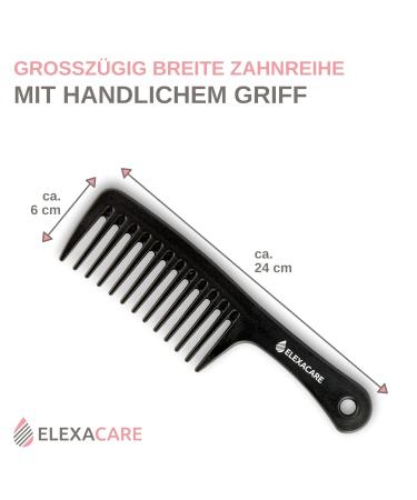 ELEXACARE Wide Toothed Curling Comb 24 cm Coarse-Toothed Styler for Curls & Long Hair | Black | International Shipping - Buy Online on SooperMarket.com