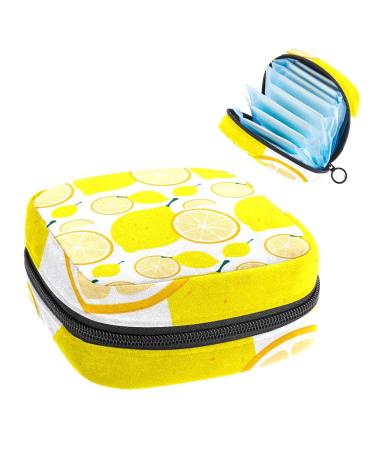 Anna Cowper Lemon Yellow Sanitary Napkin Storage Bag Feminine Menstrual Cup Pouches Nursing Pad Holder Tampon Bags Portable Period Bag for Women Teen Girls 1Pcs Multi-colored 15