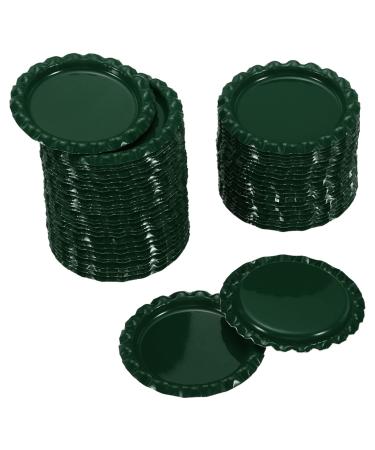 PATIKIL 1 Inch Flat Decorative Bottle Caps 50 Pack Craft Bottle Pendant Trays Double Sides Printed for DIY Pendants Craft Scrapbooks Dark Green
