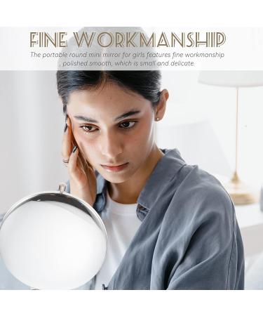 KALLORY Mini Rhinestone Compact Mirror - Double-Sided Hand Held Makeup Vanity Mirror for Women and Girls - Small Purse Mirror with Magnification - Silver - Buy Online on SooperMarket.com