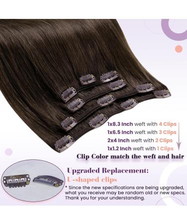 LAAVOO Brown Clip-In Extensions - 30cm Remy Real Hair Ombre Brown with Light Brown Clips | 70g/5pcs Double Tress - Buy Online on SooperMarket.com