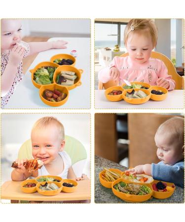 Vicloon Baby Suction Plate Set with Bendable Fork & Spoon - Yellow Bee | Non-Slip Silicone Divided Plate for Self Feeding | BPA-Free & FDA Approved | Dishwasher Safe - Buy Online on SooperMarket.com