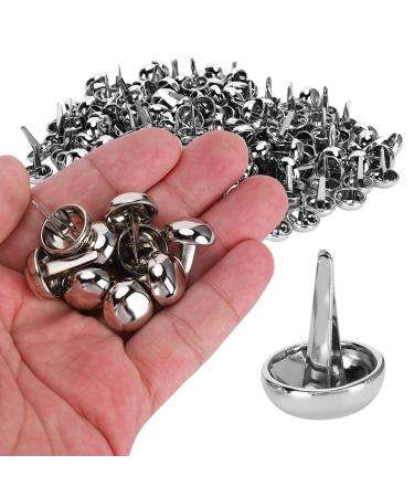 200Pcs Round Brads Purse Feet Handbag Nailheads Spike for DIY Leather Craft Purse Handbag Feet Nail Head 15mm Silver
