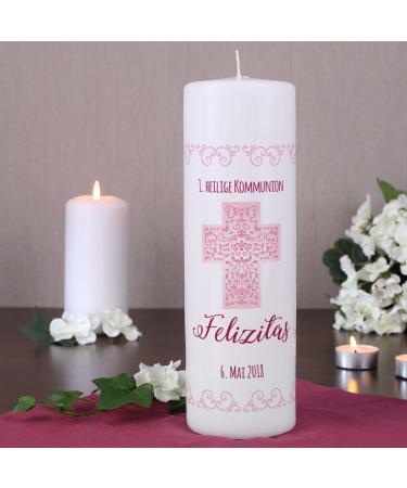 Personalized Striefchen Candle for Baptism Communion & Confirmation - Custom Name & Date for Girls - Buy Online on SooperMarket.com