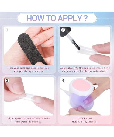 Cooserry Nail Tips and Glue Gel Kit with UV Light - 1000 Pcs C Curve Clear French Ballerina Fake Nails, 4-in-1 Nail Glue, Mini UV LED Lamp, DIY Nail Art Tools - Buy Online on SooperMarket.com