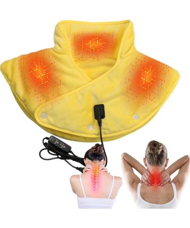 Aznever Heating Pillows for Shoulders - Fast Heating Warm Scarf | 3 Levels | Safe Heated Shoulder Warmer for Men & Women - Yellow - Buy Online on SooperMarket.com