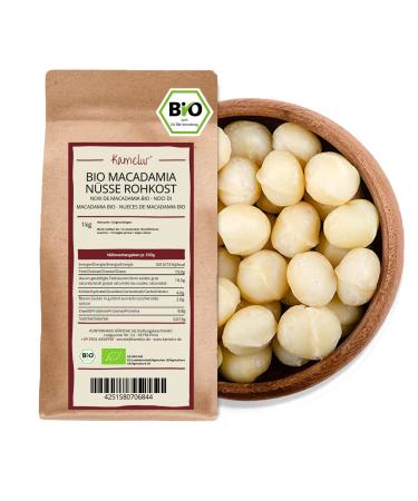 Kamelur 1kg organic macadamia nuts in raw food quality - entire Macadamia nuts without a shell of class 1l raw and untreated 1 kg (1 Pack)