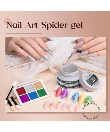 MIZHSE Clear Spider Gel + 6 Colors Chrome Nail Powder Set for Metallic Mirror Effect Nail Art - DIY Manicure Kit - Buy Online on SooperMarket.com