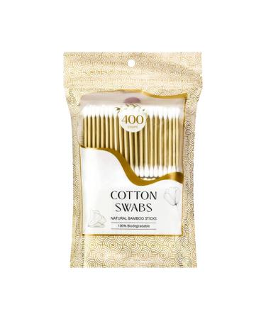 Bistras Bamboo Cotton Swabs Dual Tipped 100% Natural Cotton Qtips for Ears Makeup Cleaning Home Baby Care (400 count)