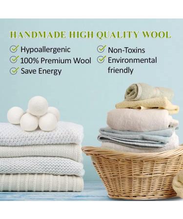 Extra Large Wool Dryer Balls - Set of 6 | Natural Fabric Softener Chemical Free Scented & Reusable - Buy Online on SooperMarket.com