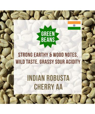 Coffee World | India Robusta Cherry AA Single Origin Raw Unroasted Green Coffee Beans - for Coffee Roasters/Roasting (1.8KG)