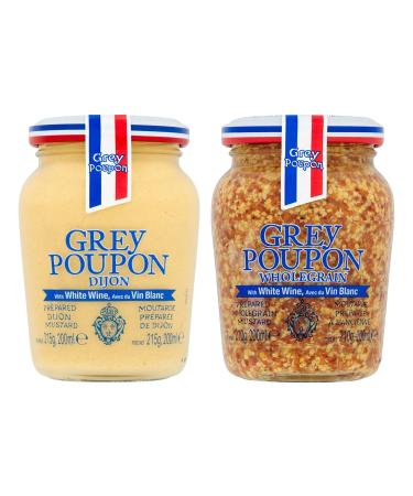 Intrinsic Treats Mustard Bundle with Grey Poupon Dijon 215g and Wholegrain Mustard 210g - (Pack of 2)