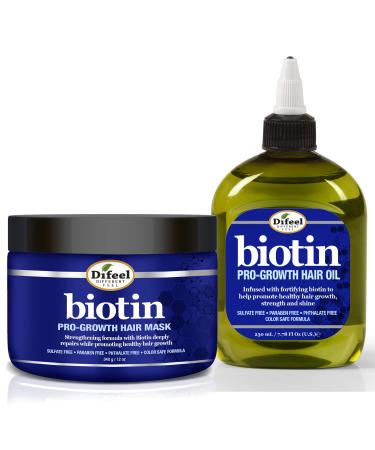 Difeel Pro-Growth Biotin Hair Mask 12 oz. with Biotin Hair Oil 7.1 oz. (2-Piece Set)