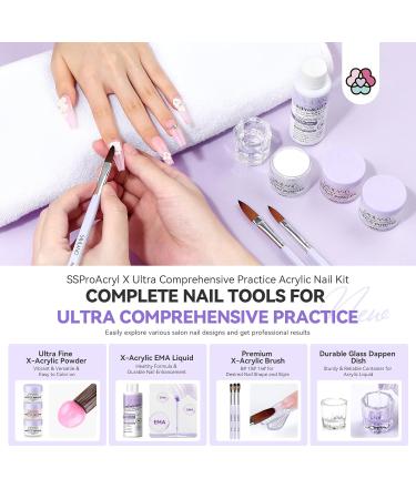 SAVILAND Acrylic Nail Kit for Practice Premium Acrylic Set with Nail Hand Training Mat Powder Liquid & Brush for Beginners Perfect for Home Extension & Carving - Buy Online on SooperMarket.com