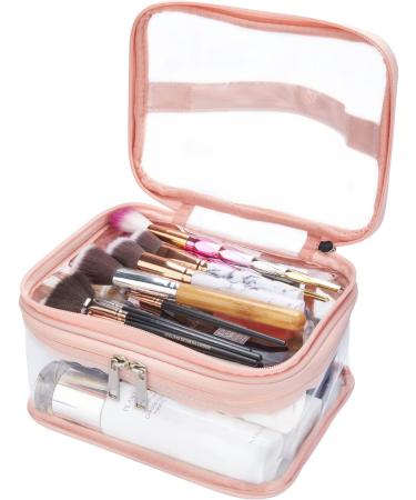 HAOGUAGUA Double Layer Clear Cosmetic Bag | Waterproof Travel Toiletry Bag | Transparent PVC Hair & Nail Accessories Pouch | Pink Beach Bag Organizer - Buy Online on SooperMarket.com