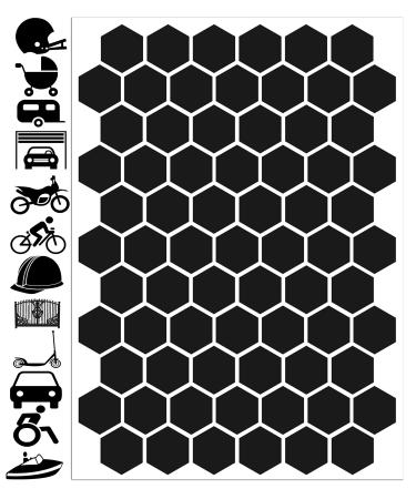 Biomar labs reflectors Reflecting Hexagon sticker reflex film black stickers set (71 pieces) self -adhesive bike reflective reflector safety sticker D 52