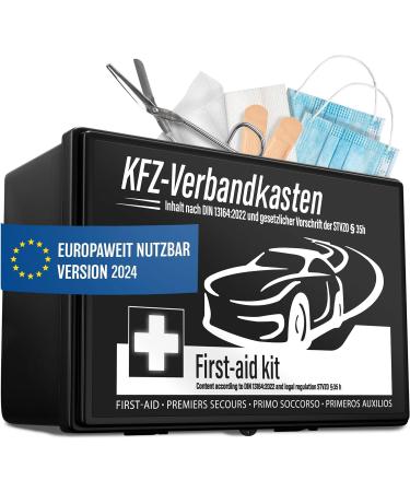 Heroic Auto Verbandskasten 2024 In Europe -wide & checked (STVO conforming) - KFZ first aid set of association box DIN 13164 certified - car dressing box bag first aid box