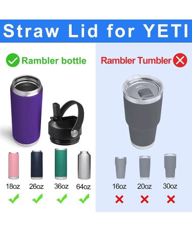 FLORAPELL Yeti Rambler Straw Lid with Straws and Handle - Black | Replacement Cap for 18oz, 26oz, 36oz, 64oz Bottles - Buy Online on SooperMarket.com