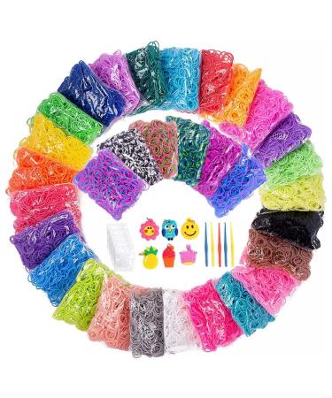 Alysontech 15000+ Loom Rubber Band Refill Kit in 31 Colors, Bracelet Making Kit for Kids Weaving DIY Crafting Gift, with 13500 Loom Bands,500 Clips,15 Charms, 6 Crochet Hooks,2 Y Looms