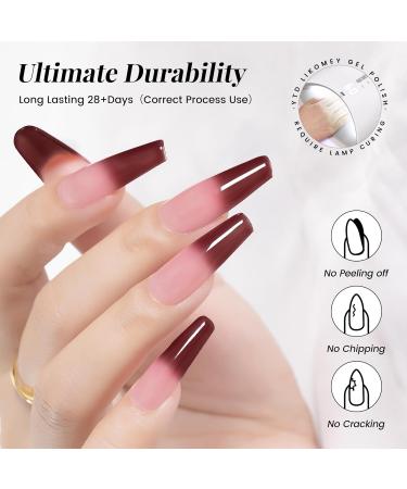 YTD Likomey Gel Polish Set 15ml Color Changing Nude Pink Burgundy Red and Glitter Nails Gel Kit Fall Winter Thermal Ombre Change Colors Translucent Salon Manicure UV Nail Vernis 2 Pcs 0.5 Oz 2-nude Pink Burgundy Red 15 ml (Pack of 2) - Buy Online on SooperMarket.com