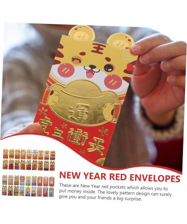 TEHAUX 36pcs 2022 Year of The Tiger Red Packet Lucky Money Red Envelope Spring Festival Money Envelopes Traditional Hong Bao Portable Red Paper 3D Chinese Zodiac Red Envelope Bag - Buy Online on SooperMarket.com