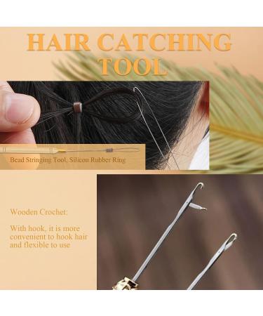 Professional Hair Extension Tools Kit with 200 Silicone Nano Beads - Hair Extension Pliers, Loop Threader - Brown - Buy Online on SooperMarket.com