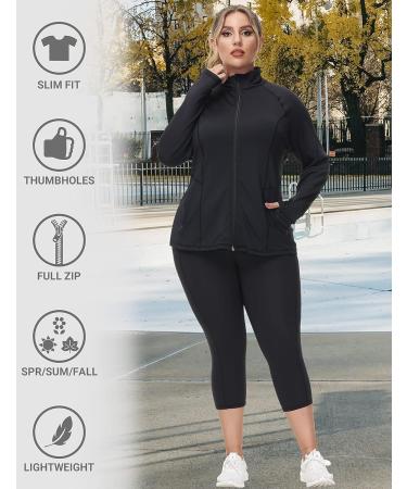 Hanna Nikole Women's Lightweight Full Zip Running Jacket | Black 20 Plus Size - Buy Online on SooperMarket.com