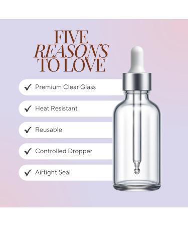Clear Glass 50ml Dropper Bottle - Aromatherapy DIY Beauty Arts Crafts - Create Personalized Spa Products - Versatile Craft and Skincare Solution for DIY Enthusiasts (Silver/White Pipette - 6) - Buy Online on SooperMarket.com