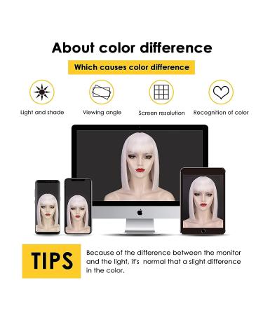 Entranced Styles Short White Wig with Bangs - Heat Resistant Bob Wig for Women | Cosplay & Halloween Party Use - Buy Online on SooperMarket.com