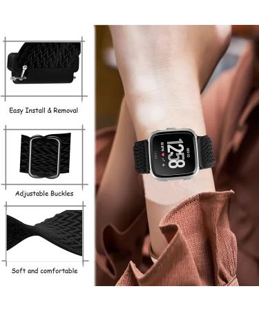 5 Pack Elastic Nylon Bands for Fitbit Versa Smart Watch - Adjustable Breathable Sport Wristband for Men and Women - Buy Online on SooperMarket.com